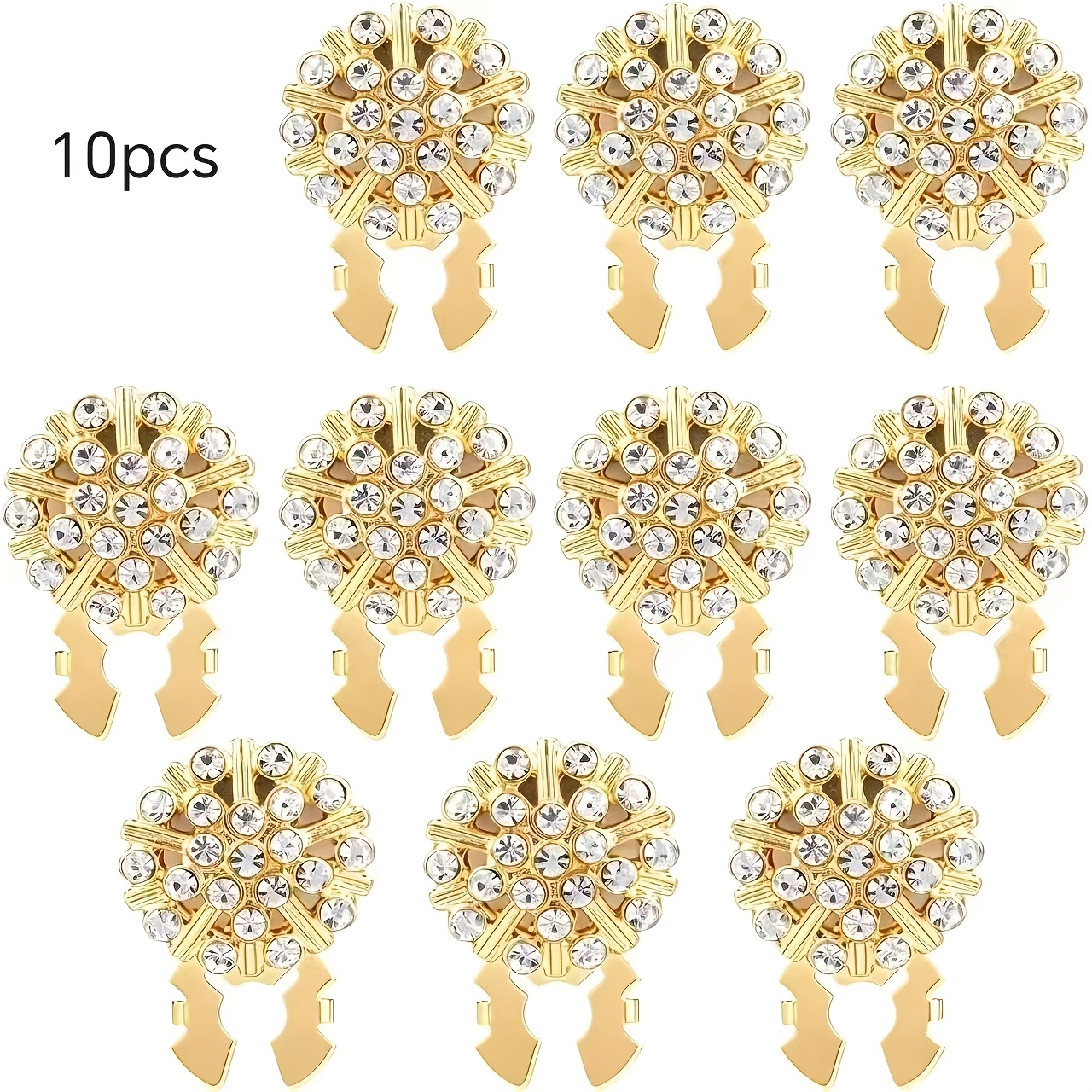 TEMU 10 piezas de clips de cubierta de botón floral de diamantes de , adiciones decorativas estilo clip de cristal, botones de decoración floral