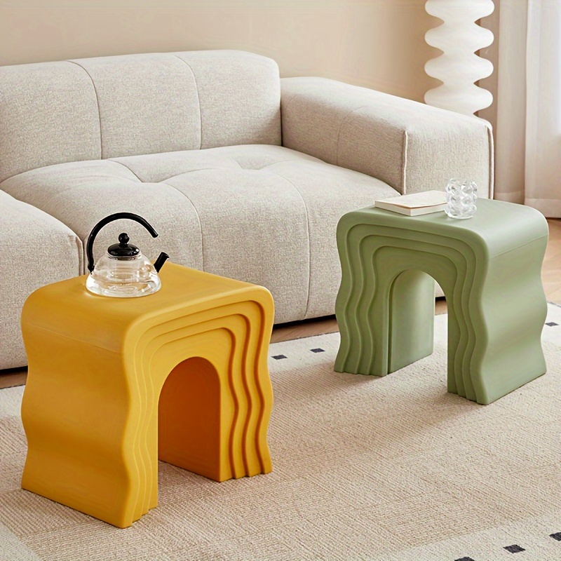 Cream-style Creative Sofa Side Table, Home Living Room Shoe Bench, Minimalist Modern Wavy Coffee Table, Bedside Table