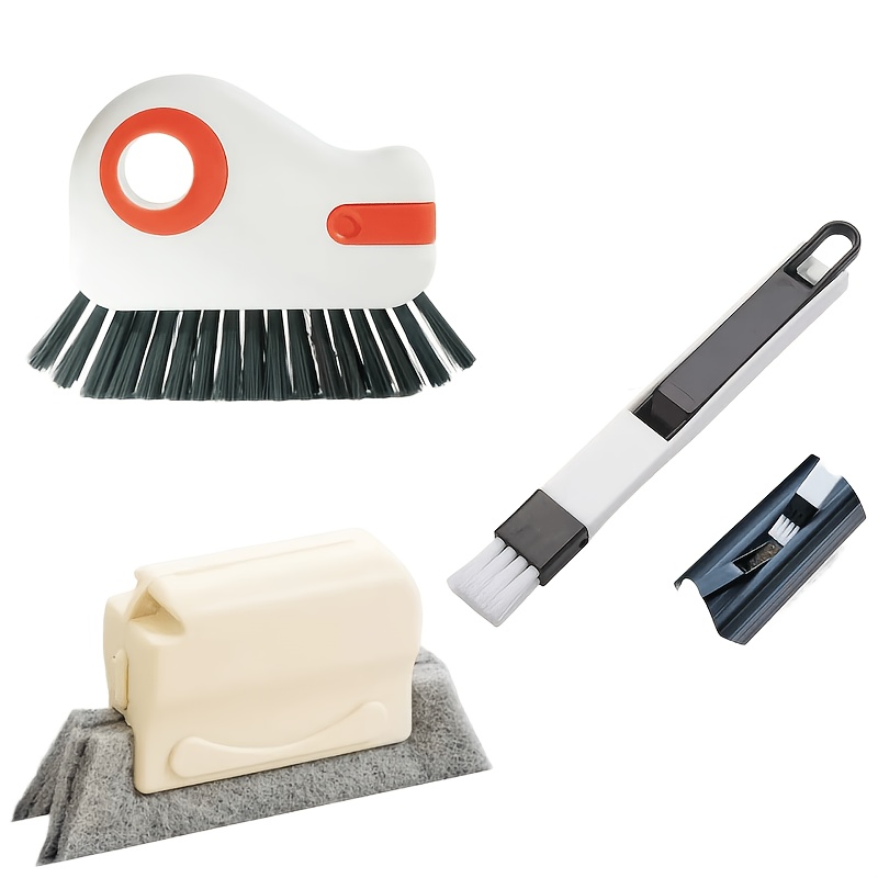 TEMU Set di 3 spazzole 2-in-1 per finestre e fessure, strumento per la pulizia di angoli difficili, pulizia pi羅 rapida