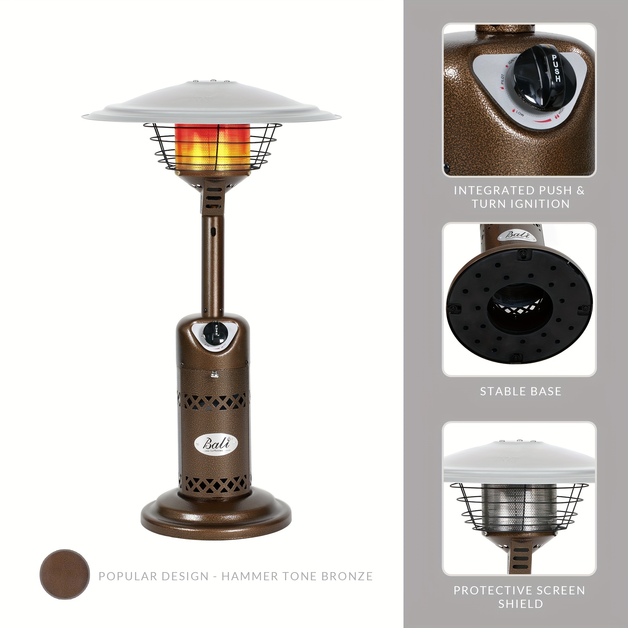 

Bali Outdoors Portable Patio Heater, Outdoor Propane Table Top Heater, Bronze