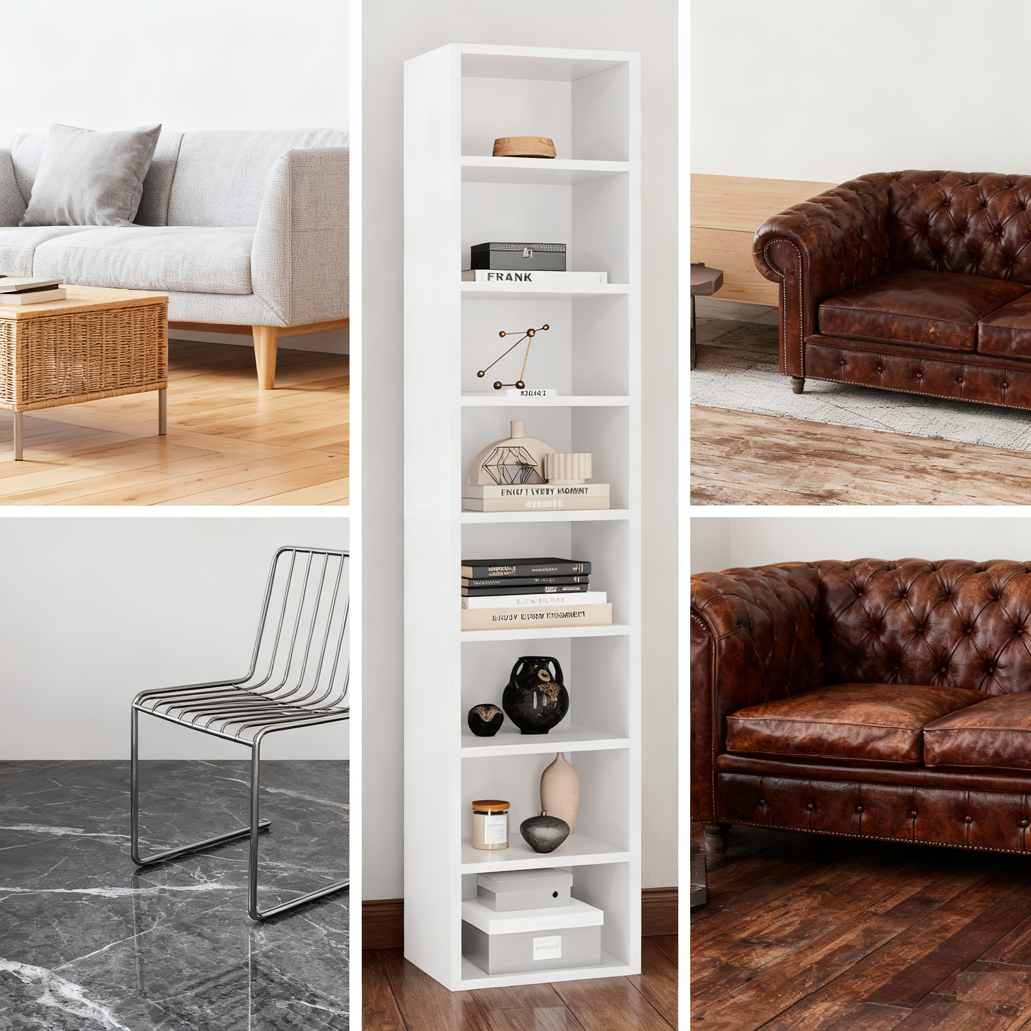 8-Tier Tall Modern Bookcase – Freestanding Open Storage Shelf with Sturdy Hardwood Construction, Space-Saving Vertical Design & Easy Assembly, Minimalist Bookshelf Organizer for Home Office, Living Room, Bedroom – Versatile Display Rack for Books