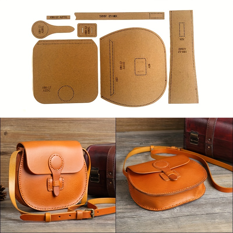 

Diy Leathercraft Tooling Set For Cowhide Shoulder Bag, Pattern Cutouts For Leatherworking