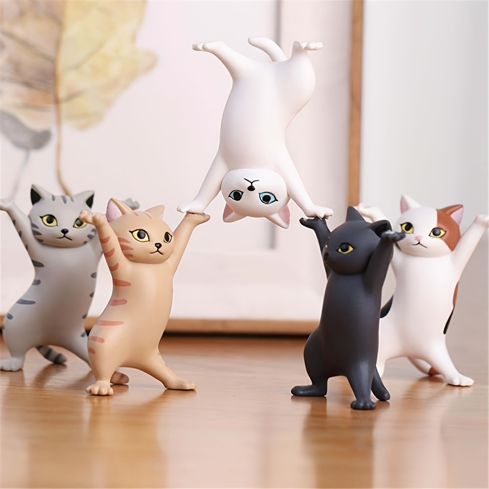 5PCS Anime Raising Hands Dancing Cat Model Cat Ornaments Cat Figures Toys For Children S Room Study Room Statues & Sculptures Home Decor_voghion.com