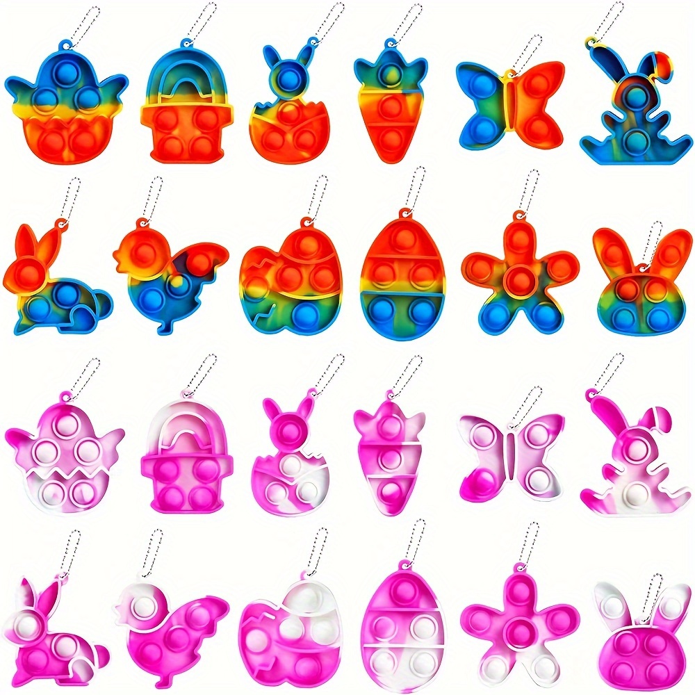 

12/24/32pcs Easter Pop Fidget Toys, Mini Easter Simple Pop Fidget Toys For Kids Boys Girls Toddlers Easter Basket Stuffers Gifts Egg Fillers Party Favors