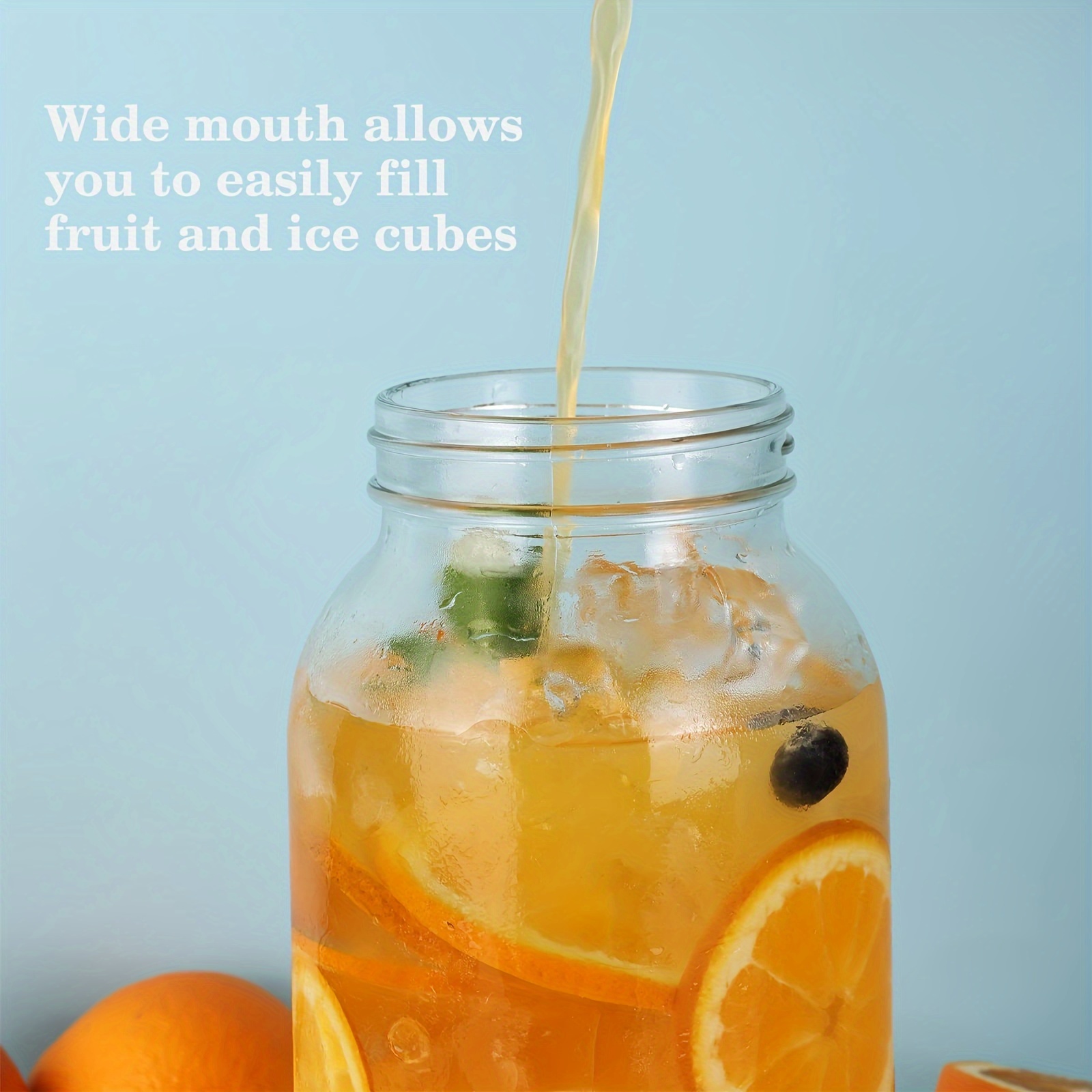  2 3 4pcs 64oz glass jar for outside half gallon glass pitcher with airtight lid water jug milk container for fridge heavy duty wide mouth mason jar for iced tea cold brew details 3