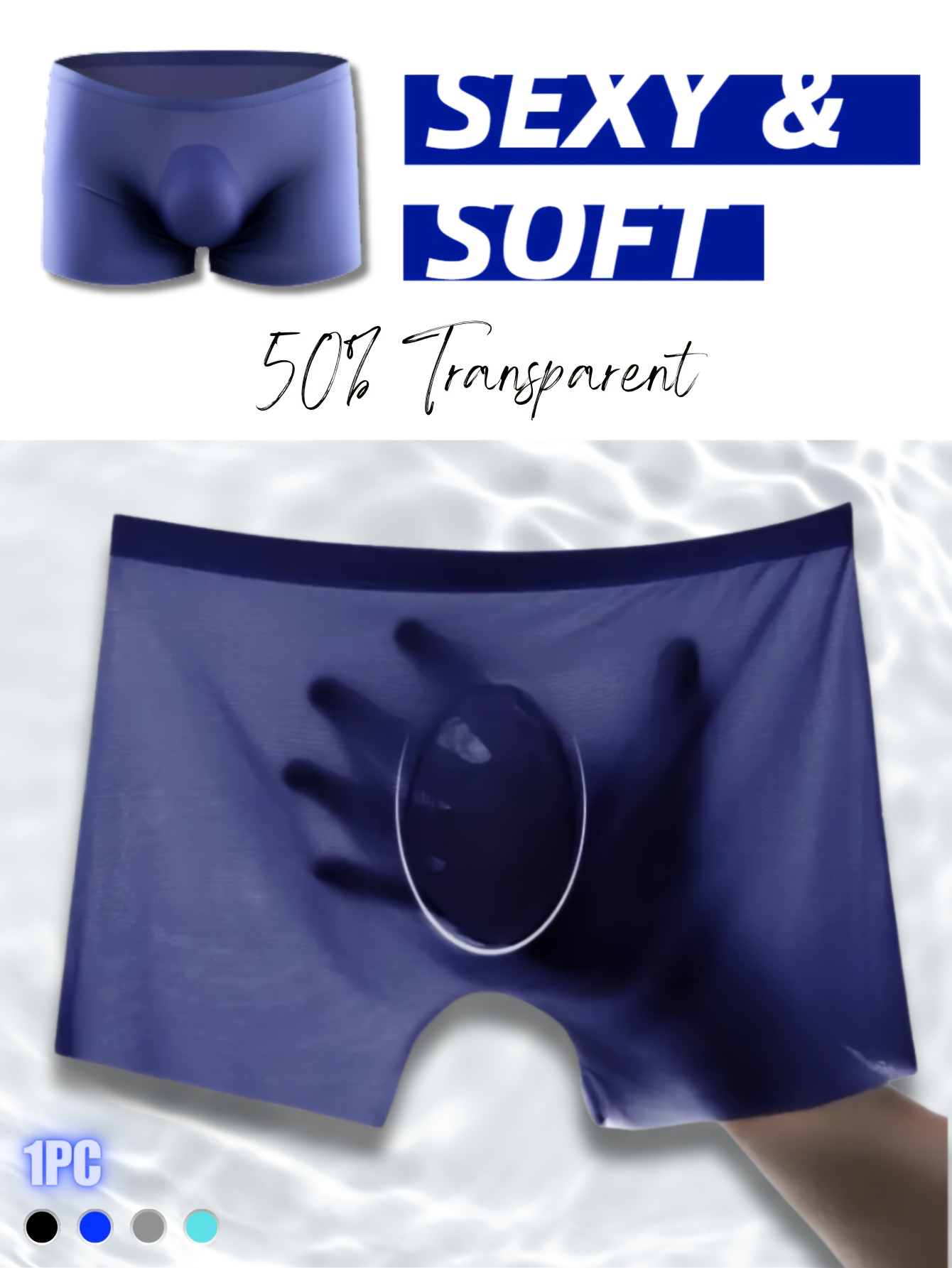 Men's Ice Silk Cool Transparent Boxer Briefs Seamless - Temu