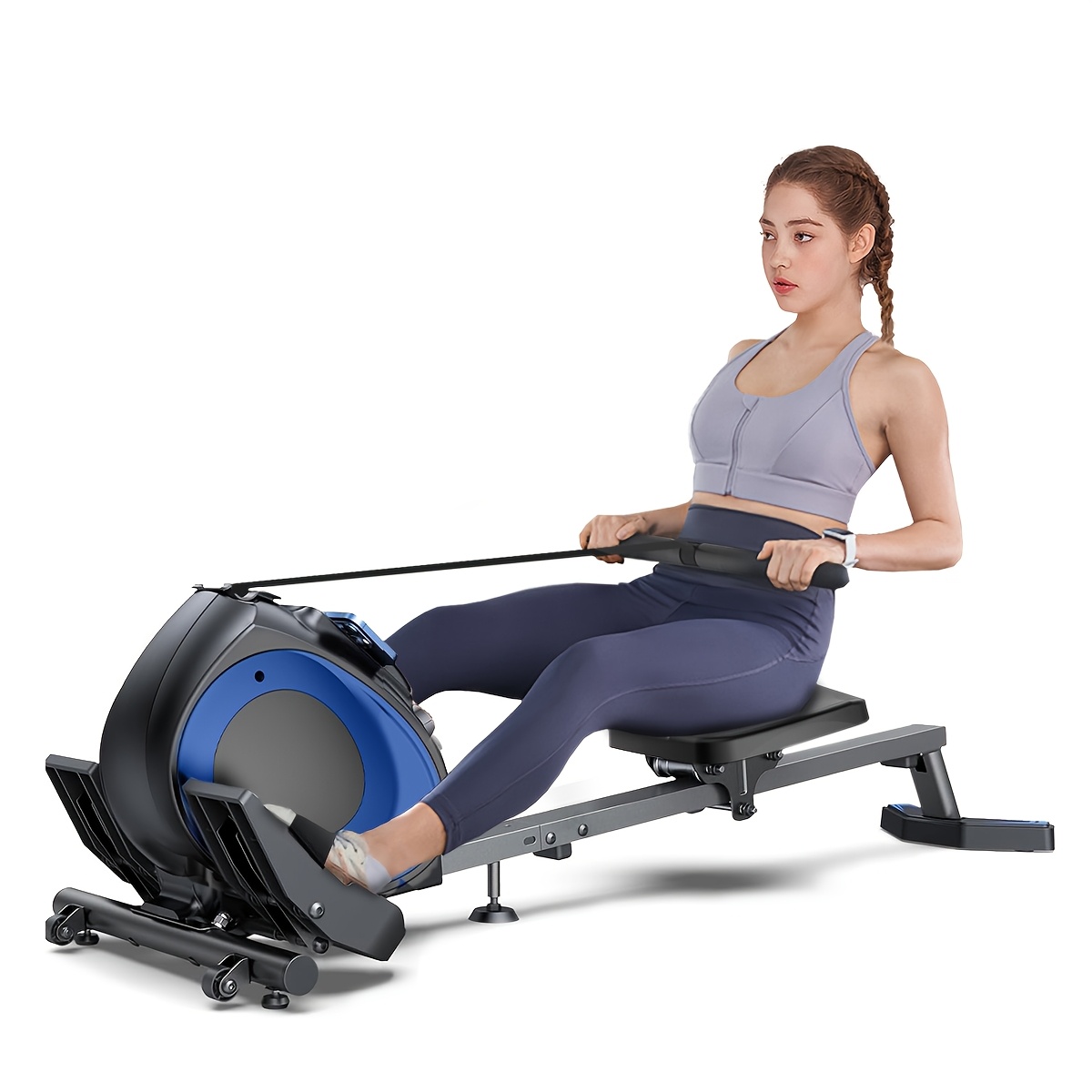 [Magnetic Rowing Machine For Home]Quiet & Compact Smart Rower | 300lbs Capacity | Adjustable Resistance | Glutes, Legs & Arms Workout, Without Battery