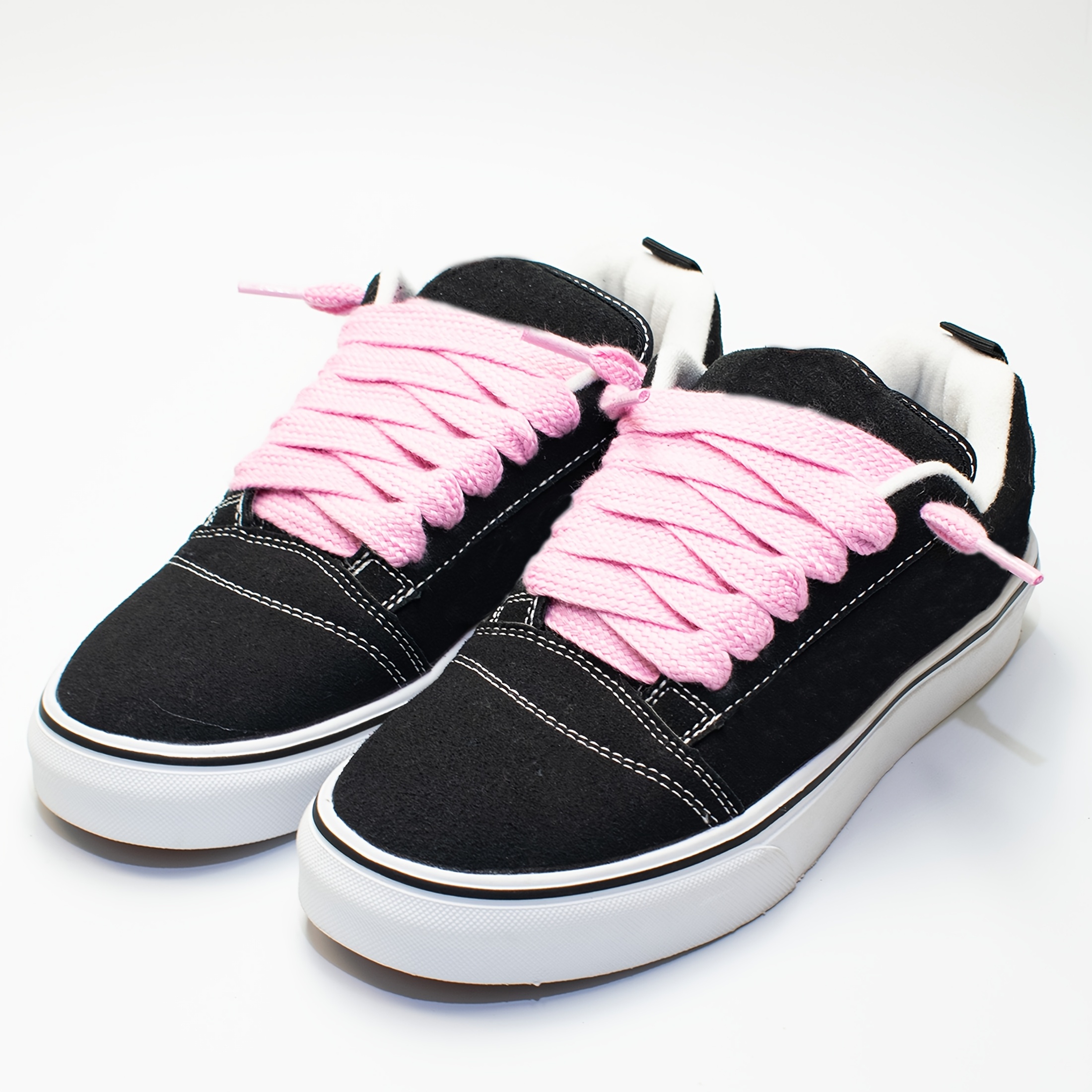 TEMU Un par de cordones planos de 2 cm de ancho, ideales para zapatillas deportivas casuales clásicas, sin batería