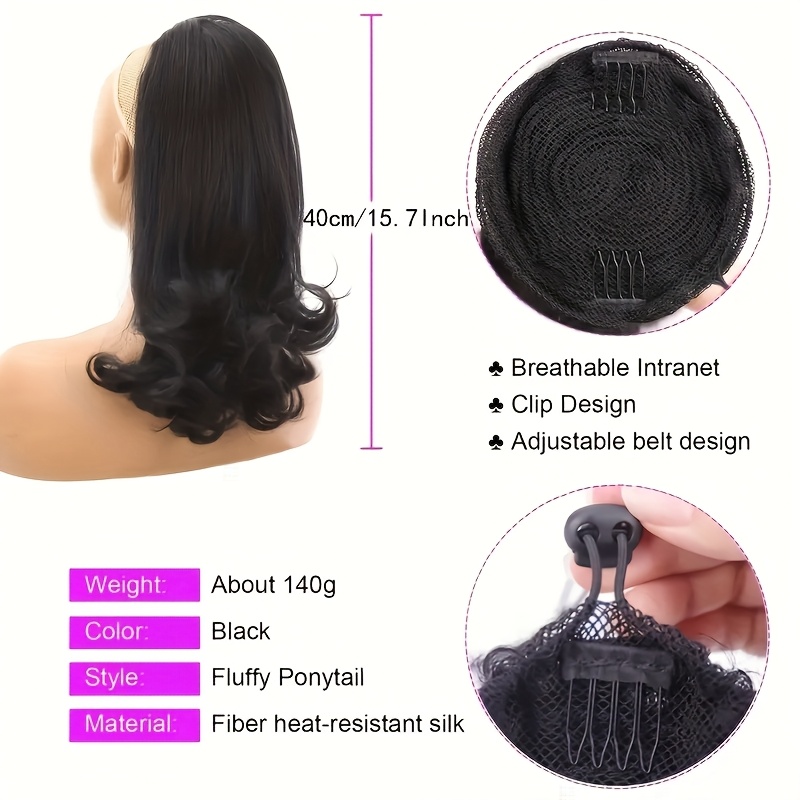 natural fluffy jacqui straight ponytail with synthetic hair extensions end   high quality heat fiber easy to style for   for casual or formal occasions versatile hairpiece sleek ponytail   details 3