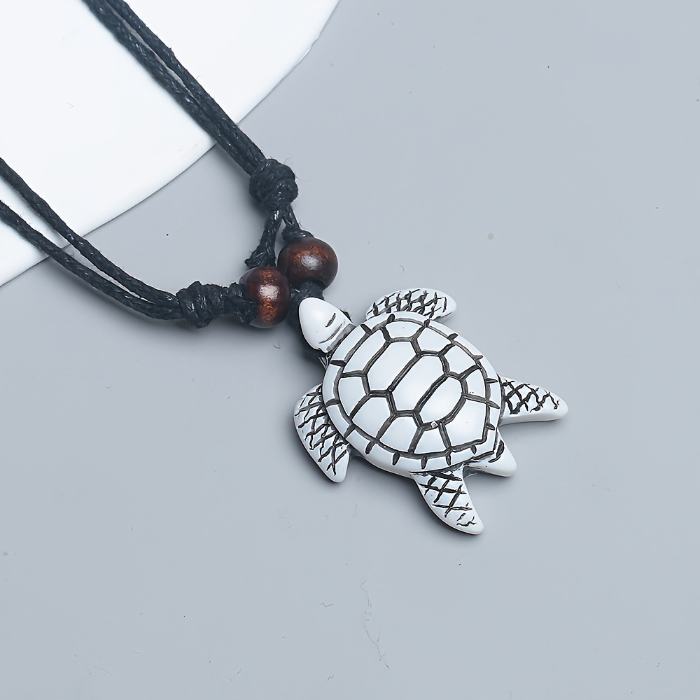 TEMU Collier Pendentif Tortue de Mer Hawaïenne Ajustable pour Hommes et Femmes - Collier de Surfeur en Résine avec Corde Tressée, Idéal pour les