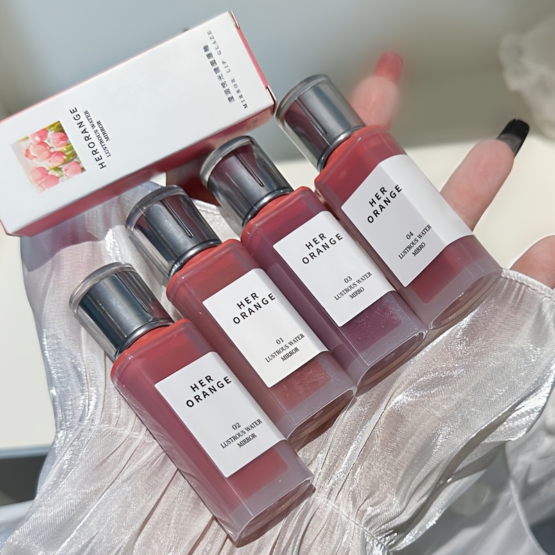 6-färgad glansig läppglans, fuktgivande långvarig läppfärg, spegelblank , alla hudtyper, flytande form, vuxen, bär/orange/röd nyanser, idealisk julklapp - beauty & health - Temu Sweden