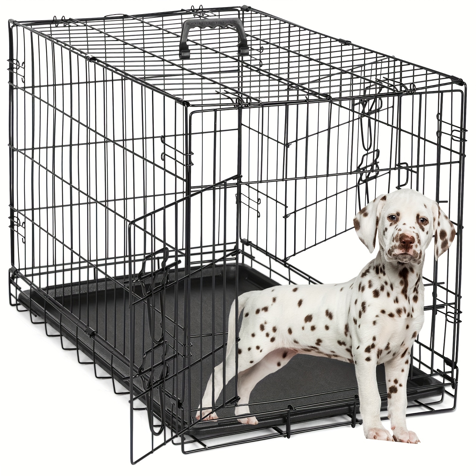 TEMU Crate For Dogs , Small Foldable Pet Cage Wire Metal Kennel With Divider Panel & Removable Tray, Portable Handle Move To Indoor/outdoor