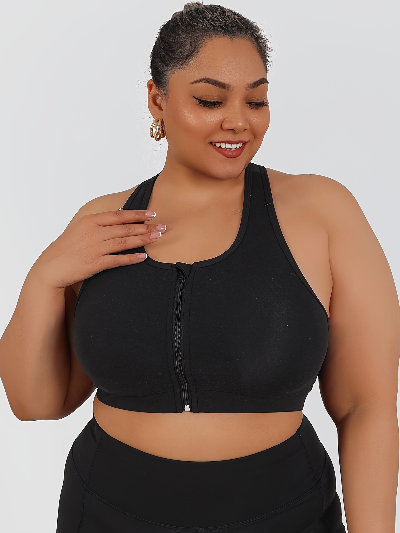 Women's High-Impact Sports Bra with Zipper Front Closure, Removable Pads & High-Elasticity Fabric - White Yoga Running Gym Bra for Workouts, Machine Washable, Strapless Push Up Bra, Workout Support, Backless Design, Durable Sports Wear
