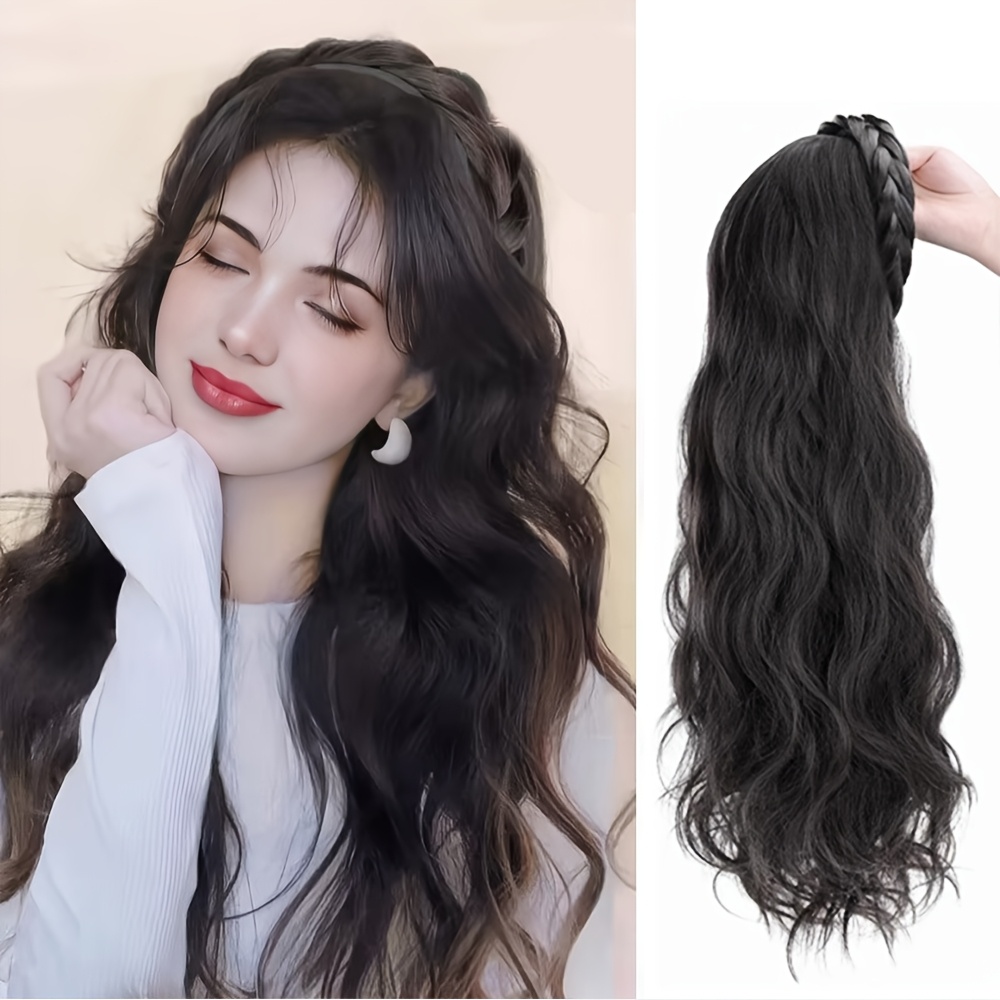 

Women's Long Curly Wave Wig, Heat Resistant Half Band Clip-in Hair Extension, 220g Lightweight Fiber, Beginner Friendly For