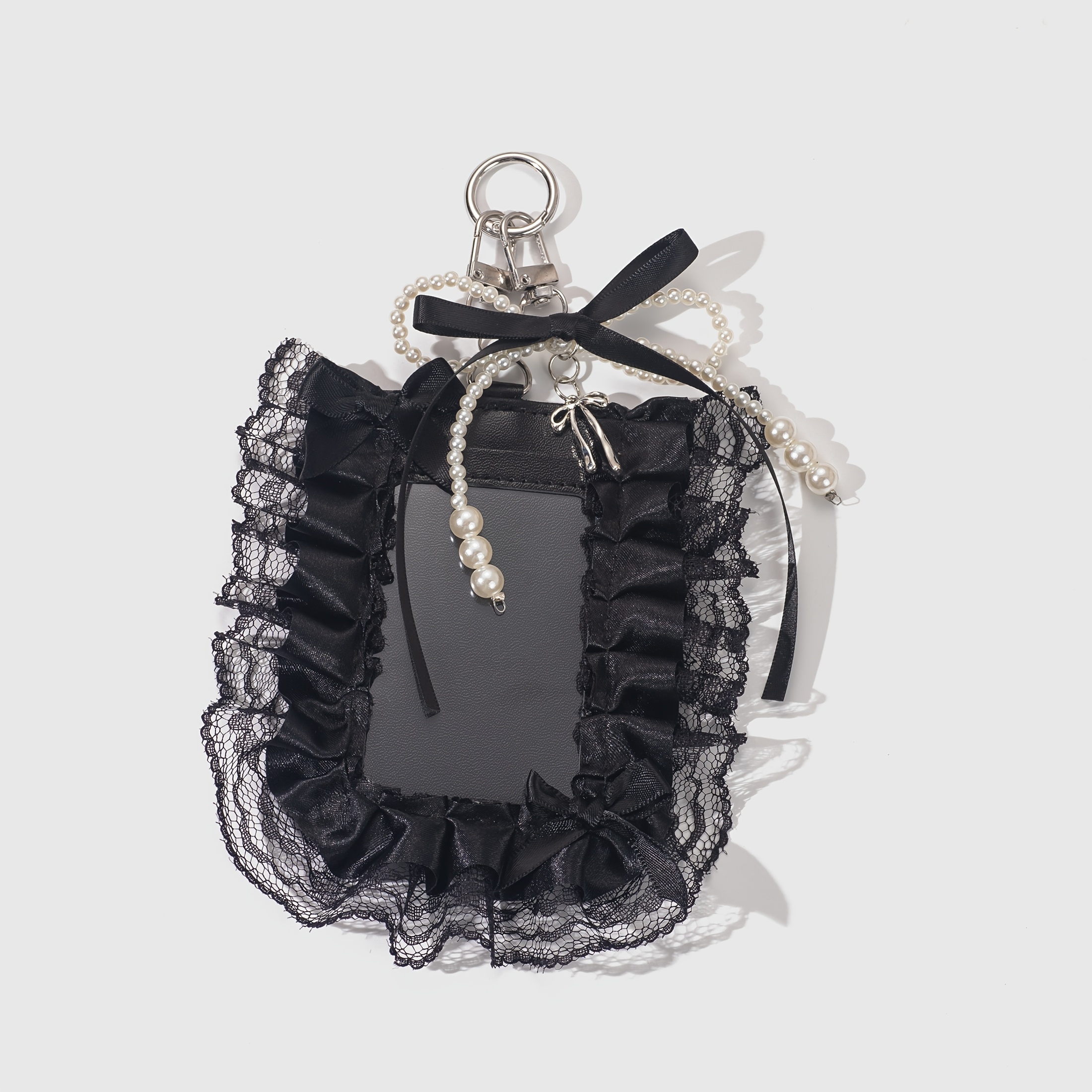 TEMU 1pc Sweet Id Lace Decoration Bag Pendant, Bow Pearl String Decoration, Suitable For Storing Star Peripheral Cards, Mobile Phones, Bag