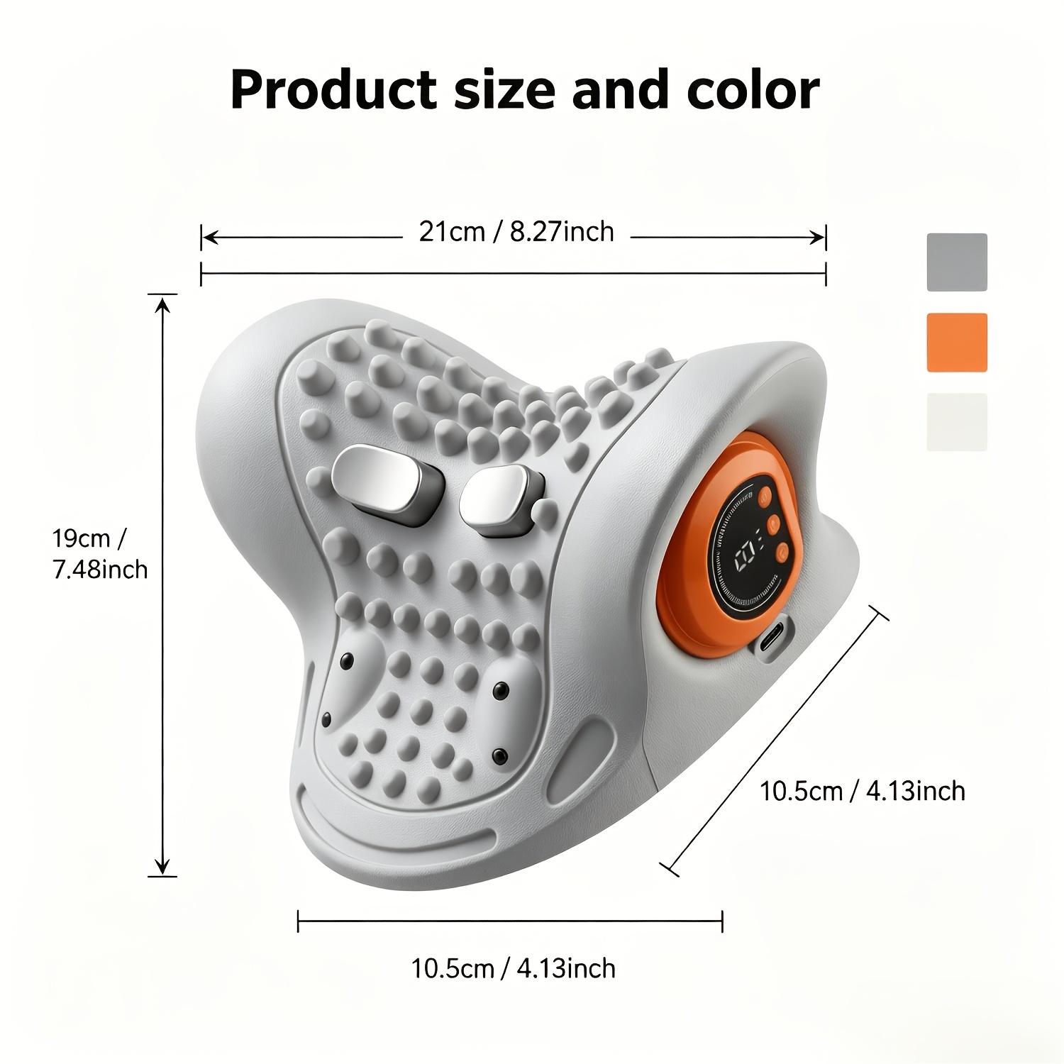 Kaklo masažo pagalvė - Pastovios temperatūros masažas, 6 vibracijos nustatymai, didelės talpos 2000 mAh ličio baterija, tinka naudoti kaklui, pečiams, juosmeniui ir nugarai; puiki dovana šeimai ir draugams (be pultelio)
