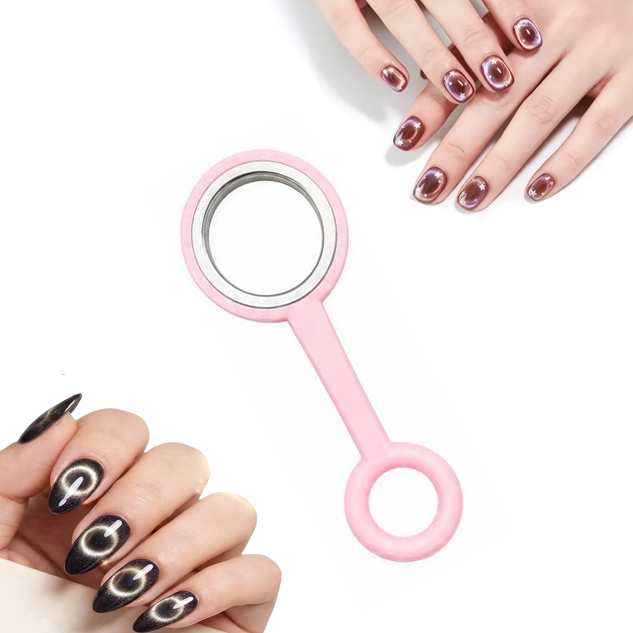 Image of Cat Eye Ring With Handle, Nail Art Ring For Cat Eye Nail Get