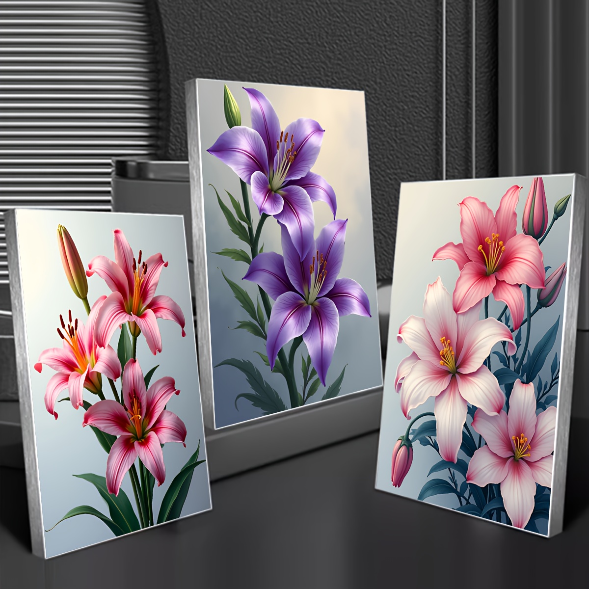Image of 3pcs Diy Diamond Painting Flower Floral Mosaic Kit 30*40cm/15.75*11.81in