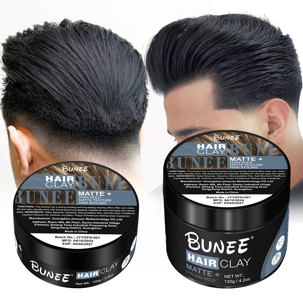 TEMU BUNEE Capillaire Mat à Tenue Forte pour Homme - Formule Hydrosoluble, Coiffure , Écailles/Résidus, Lavage Facile, Tous Types de Cheveux, 4.2oz