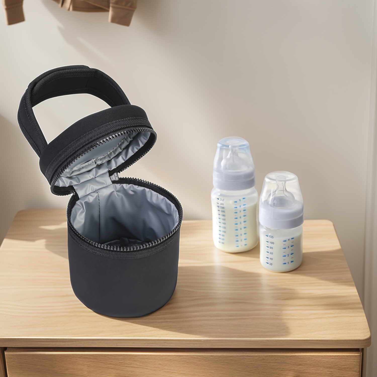 insulated   bag for bottles and breast pumps with handle suitable for parents   hand washable fits ages 14 premium poly material