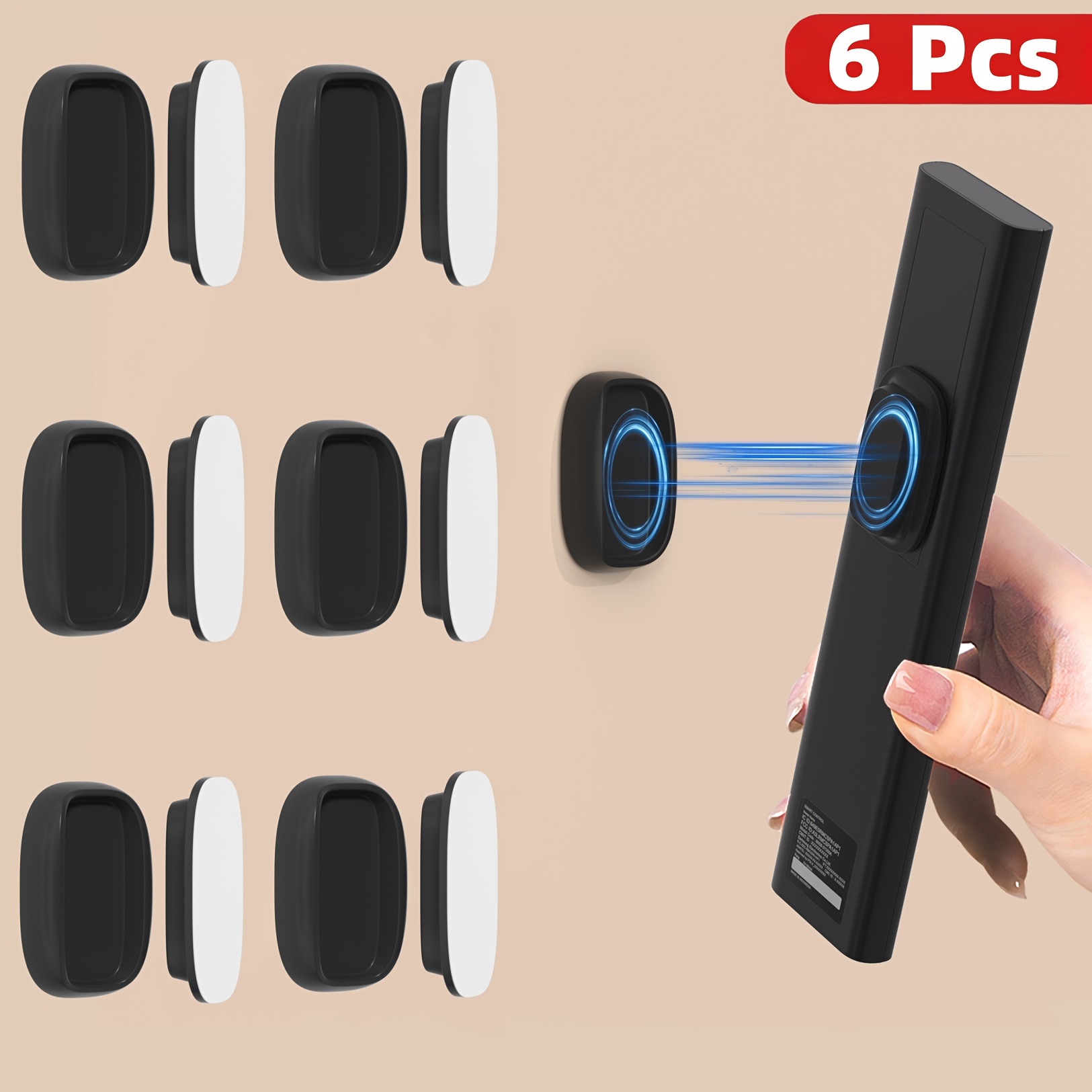 6pcs Tape Hooks For Remote Controls, A Storage Box For Tv And Air Conditioning Remotes, Wall-mounted Without The Need For Drilling, Featuring , Desk & Drawer Organizer For Home Storage