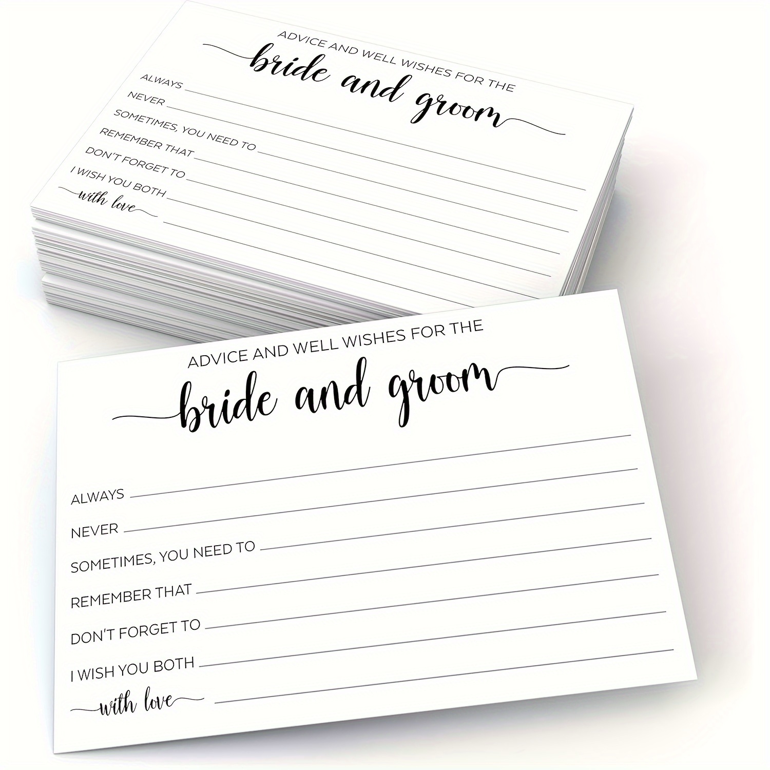 

50pcs Advice And Wishes Cards Advice For The Bride & Groom Mr And Mrs 4x6 White Wedding Advice Cards For Wedding Reception Decorations Bridal Shower