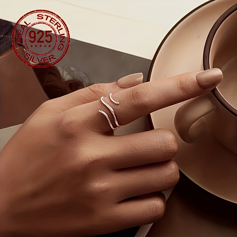 S925 Silver Adjustable Twisted Ring