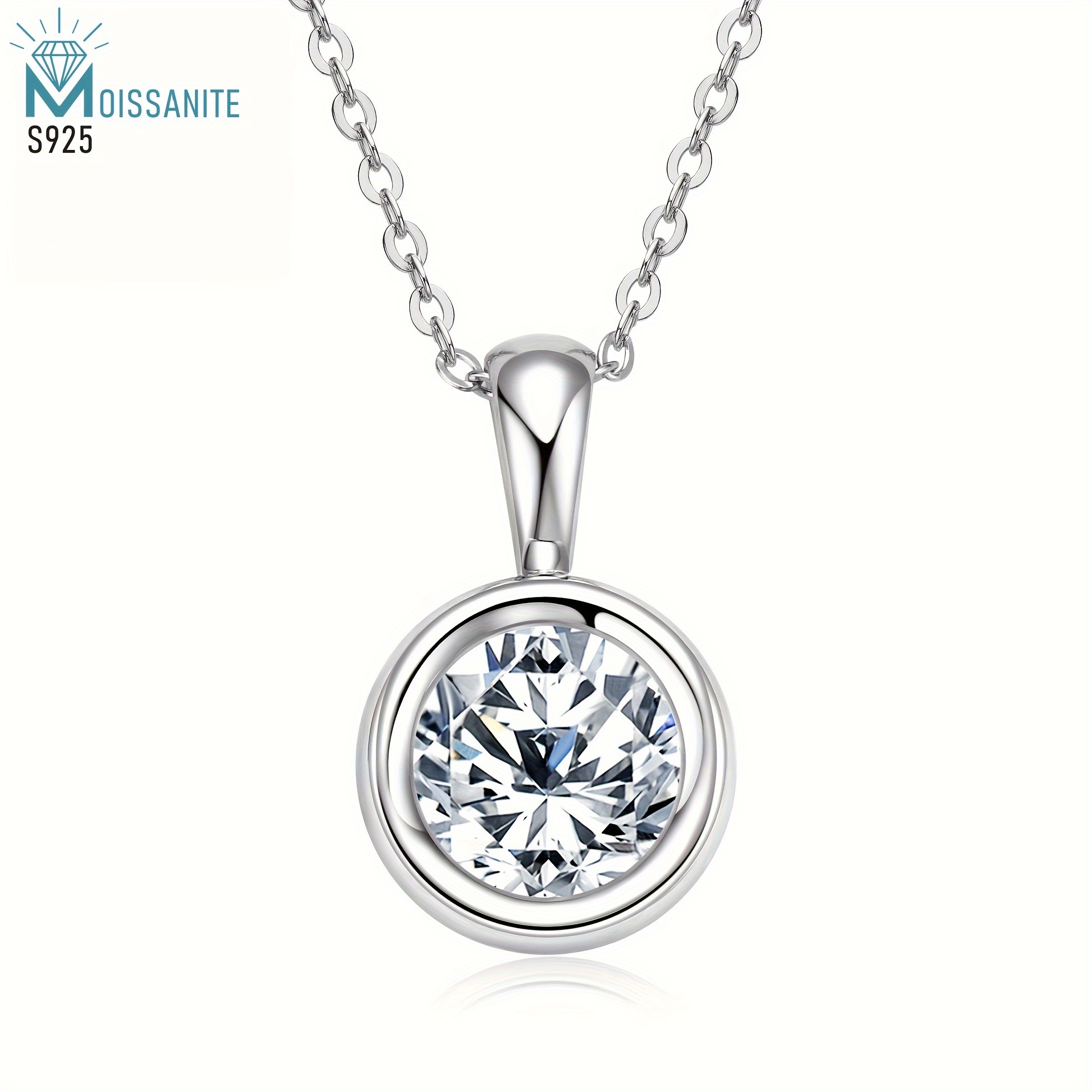 

1ct S925 Sterling Silver Moissanite Necklace Women Necklace Fashion Luxury For Valentine's Day Engagement Birthday Gifts And Gift-giving