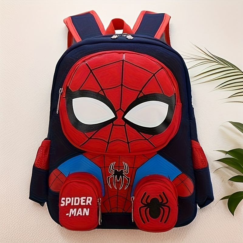 

Disney Spider-man Backpack, Vibrant Kawaii Color-block Design Backpack With Zippered Compartments, Comfortable School Backpack