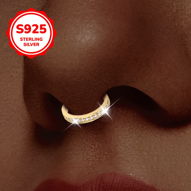 Non-Piercing Nose Stud with Synthetic Cubic Zirconia