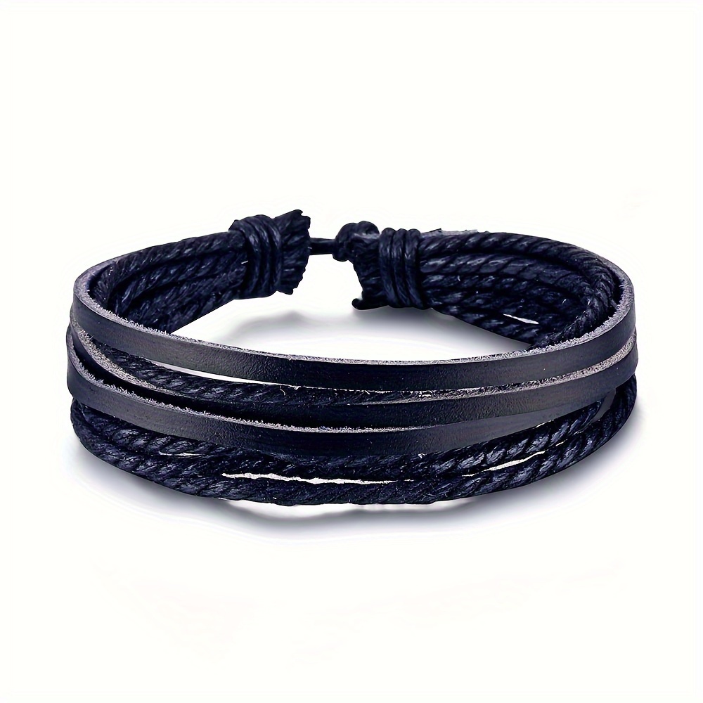 Image of 1pc Retro Bracelet Wax Cord Strap Braided Easy Unisex Bracelet Couple Bracelet Best Friend Bracelet