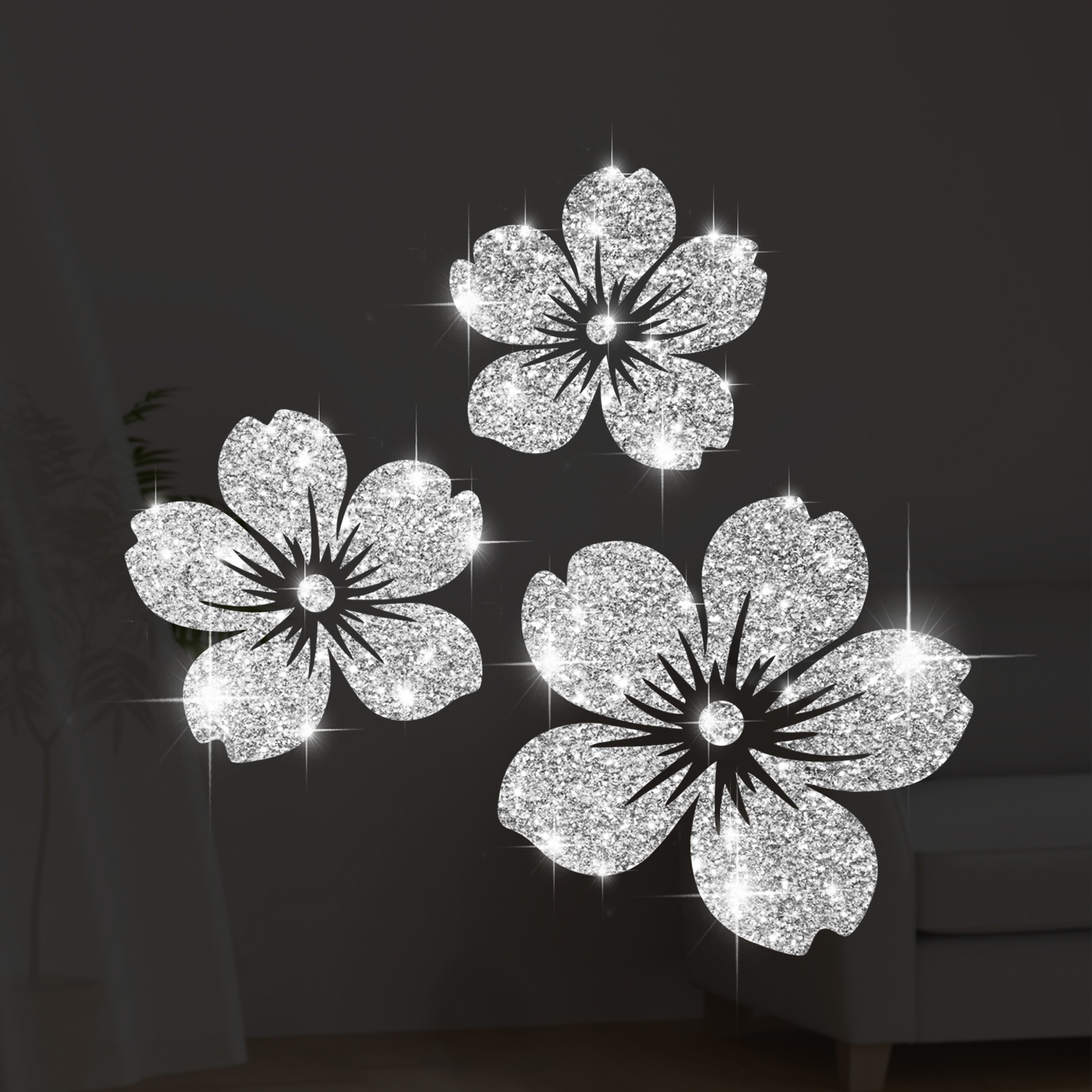 Image of 1pc Sparkling Home Stickers - Fashionable Reflective Small Suitable For Bedroom Walls, Laptops, All Surface Art Stickers