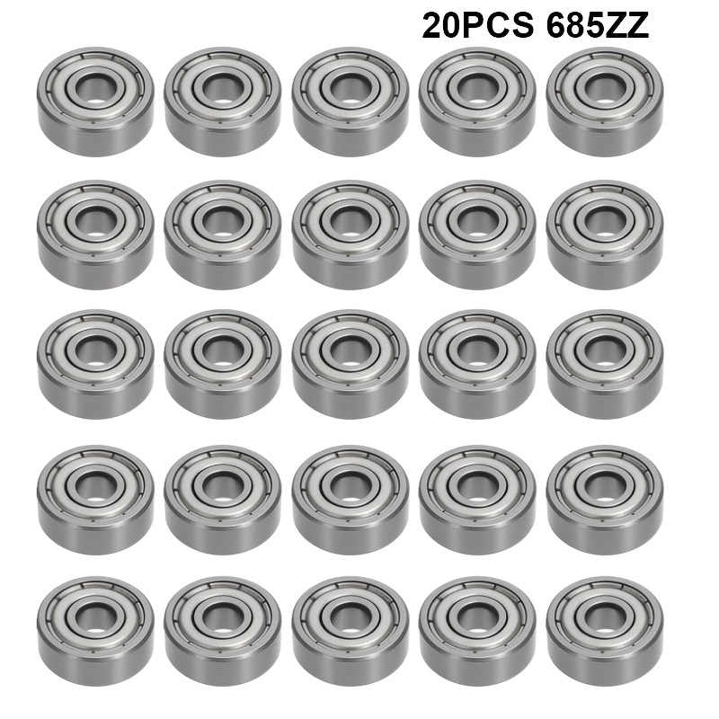 TEMU Kit de 20 roulements à billes miniatures à rainure profonde 685ZZ 5 X 11 X 5 mm pour skateboards, patins à roulettes, imprimantes 3D, etc.
