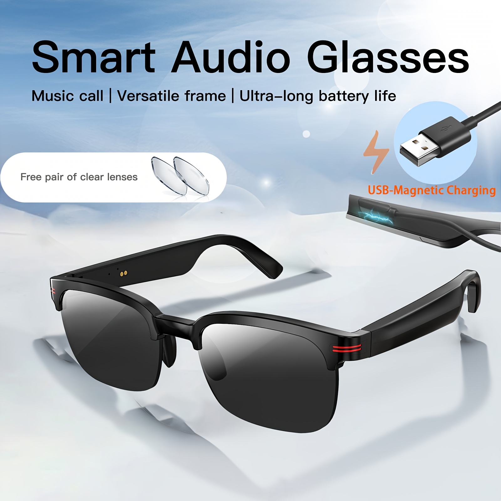 

Wireless 5.0 Smart Glasses With Mic & Speakers, Polarized Glasses For Men And Women, Uv Protection Audio For Calls/music