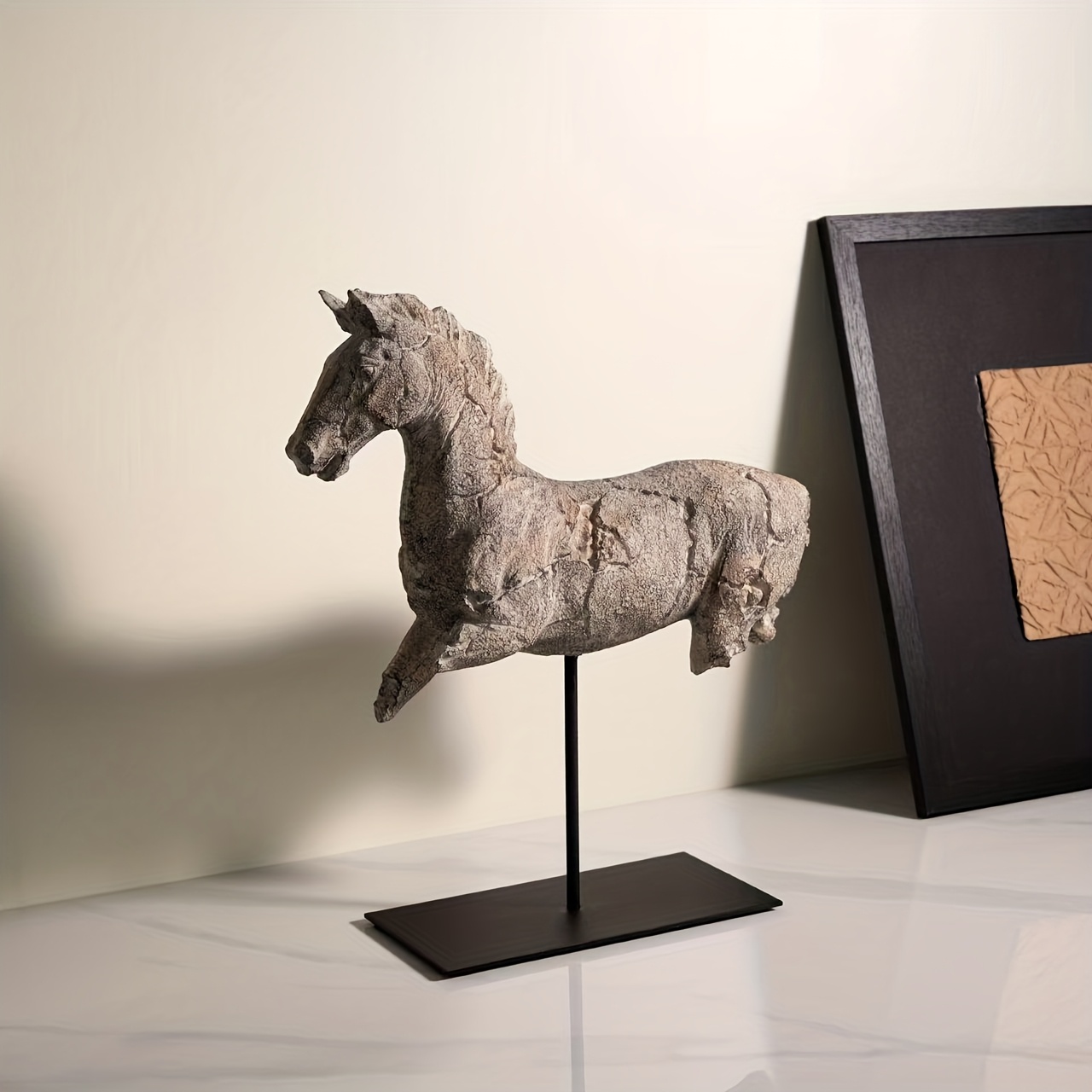 Contemporary Japanese Wabi-Sabi Style Abstract Art Horse Sculpture | Resin Statue for Home and Outdoor Decor, Suitable for Various Room Types and Holidays