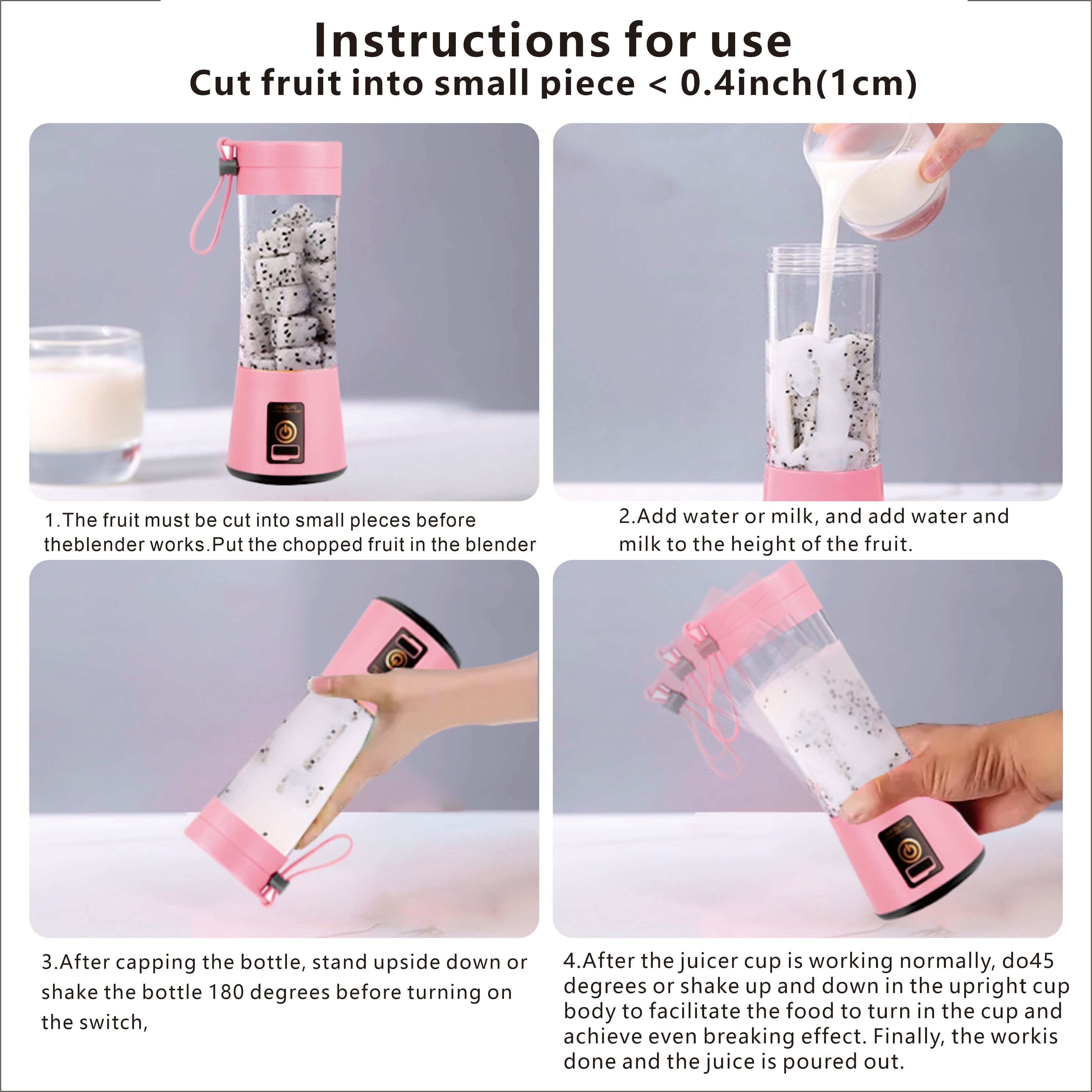 1pc wireless portable blender usb rechargeable mini   for juice shakes and smoothies juice milk fruit vegetable mini juicer cup details 4