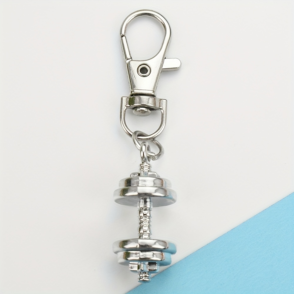 TEMU Easy Creative Popular Men's Clothing Additions Dumbbell Model Key Chain Street Clothing Car Key Additions Alloy Bag Dumbbell Pendant Surprise