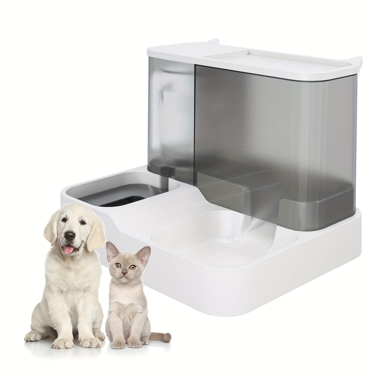 

2-in-1 Automatic Pet Food Feeder And Water Dispenser, Gravity Design For Cats And Small Dogs (grey)