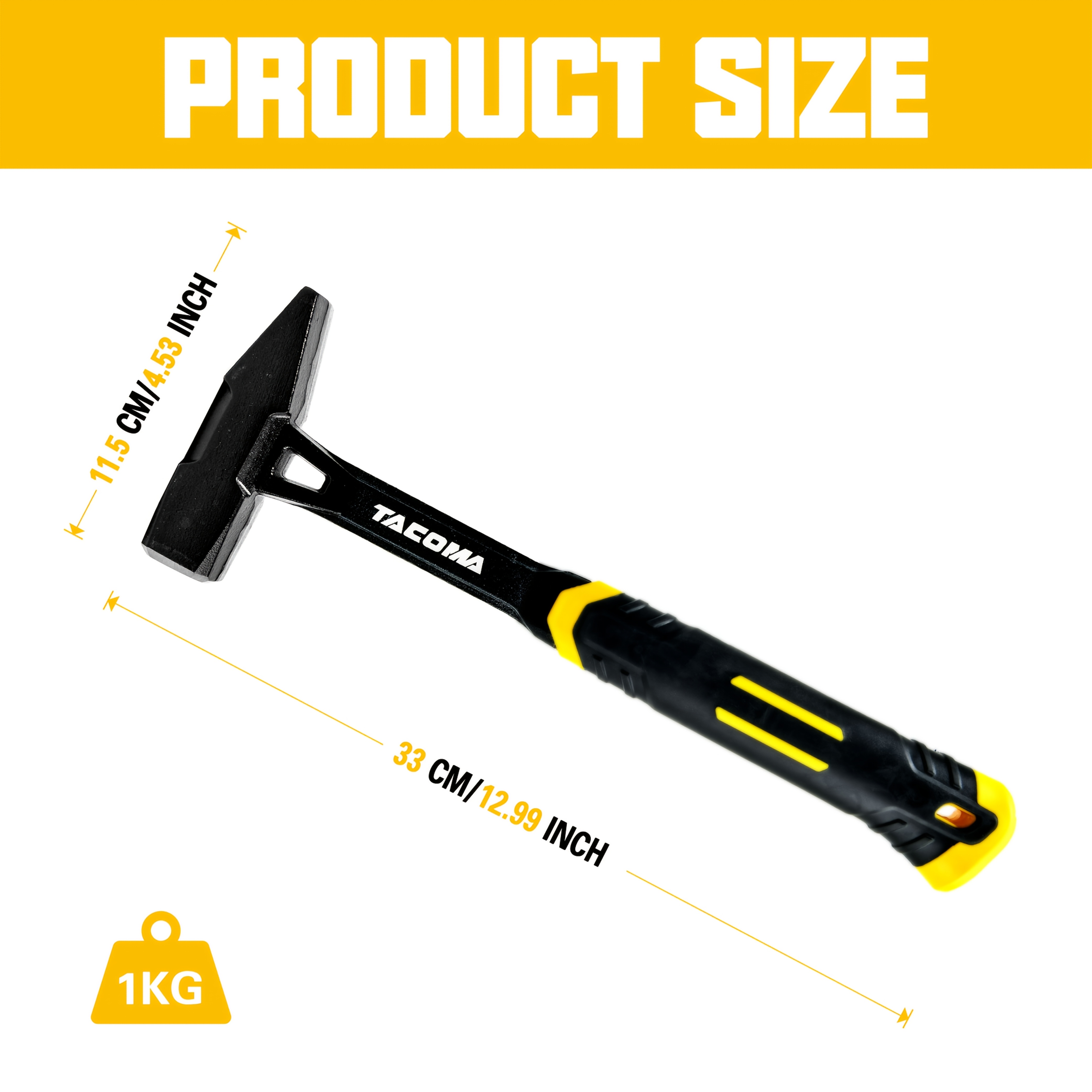 Image of 500g One-piece Mechanic's Hammer, With A High- Head And A Powder-coated, Rust-resistant End, And A Non-slip Nylon Handle; Suitable For Light Work, Industrial Applications And Vehicle Repairs