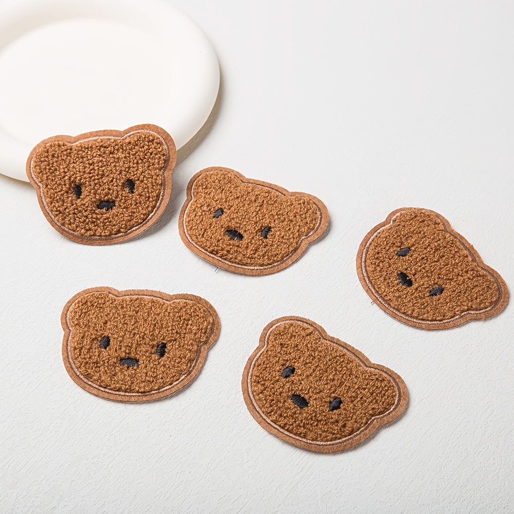 10 Brown Bear Fabric Embroidered Patches, Accessories, No-adhesive Backing