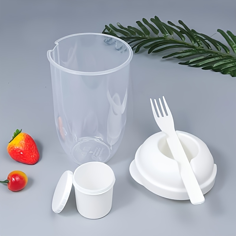 TEMU 1pc White Plastic Portable Salad Cup, Lunch Box, Salad Bowl, Snack Cup, Suitable For Salad, Fruit, Snacks, Yogurt, Light Lunch Packing, Suitable