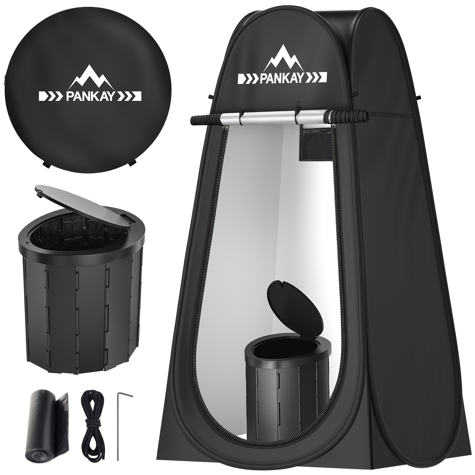 

Camping Toilet With Tent, X Large Portable Toilet Potty With Pop Privacy Tent For Adults, Foldable Outdoor Bathroom, Washable Camp Toilet Kit, Carry Bag Included