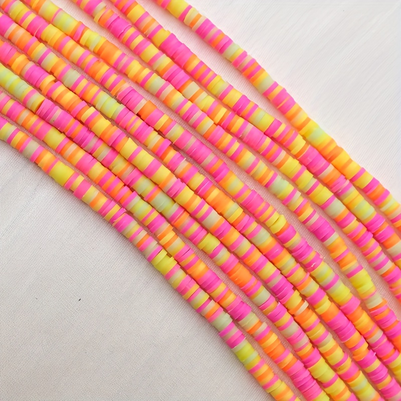 2d Flat - 10 Strings Around 4000pcs 4mm Flat Round Polymer Clay Heishi And Spacer Beads For Handmade Bracelet Necklace Jewelry Making Craft Supplies