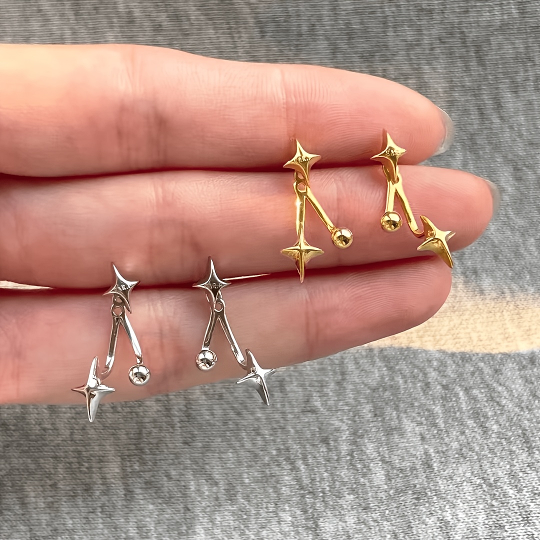 Double Wear Star Earrings, Minimalist Design