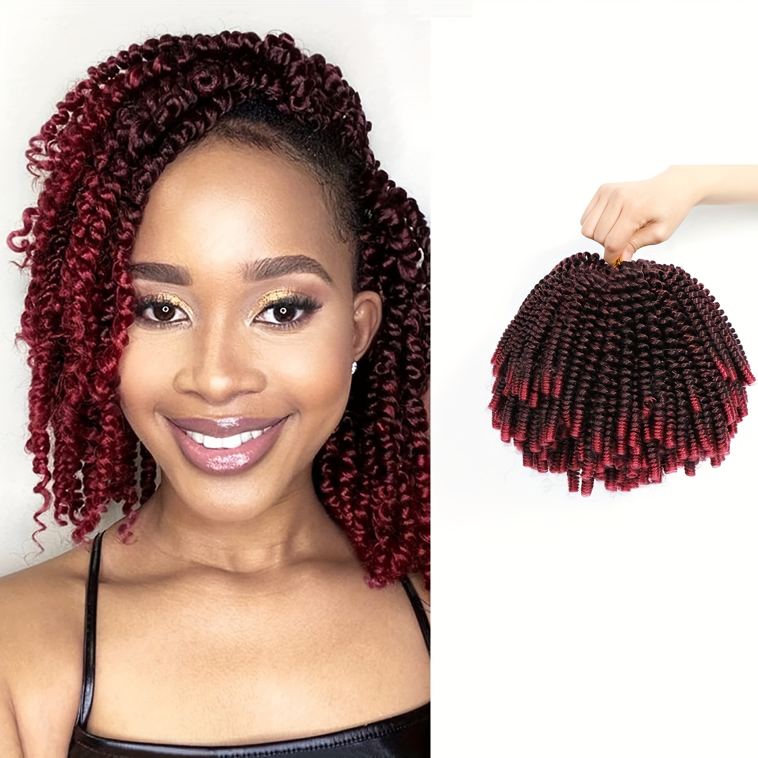 

6 Inch Spring Twist Synthetic Fiber Crochet Braids, Fluffy Twist Hair Extensions, Low Temperature Twist, -free, , Unisex, For Women, Halloween & Christmas Decor