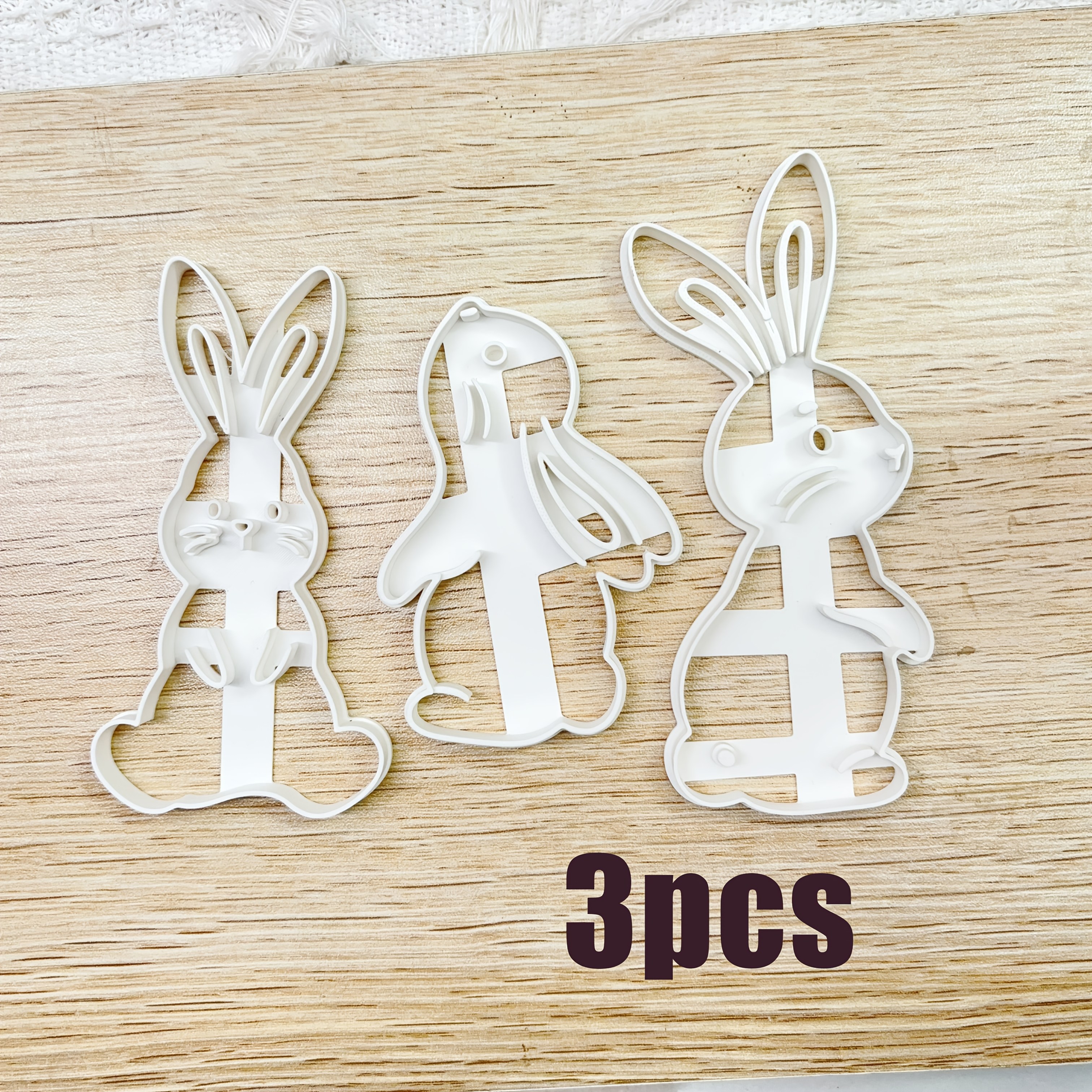 Image of 3pcs Large Size 3d Rabbit Clay Molds Kit With Cutting Tools, Craft Supplies For Pottery And Clay Art
