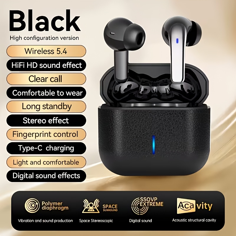 TEMU New Semiopen Wireless Headphones Air Conduction Wireless 54 Headphones Stereo Earbuds With Noise Reduction Microphone Wireless Headphones Pure