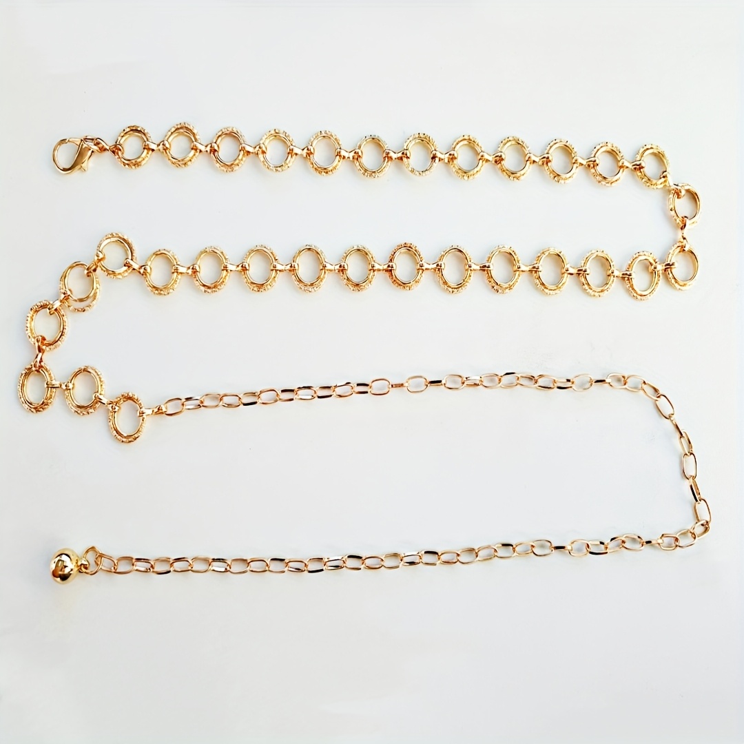 Image of 1pc Of Circular Metal Waist Chain, High-end Golden Geometric Thin Waistband Decoration Skirt, Summer Versatile Chain