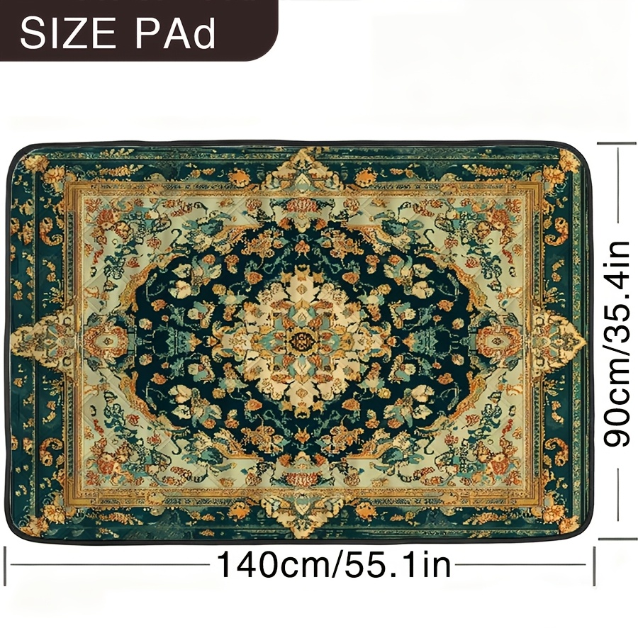 TEMU 1pc Elegant Green Paisley Floral Pattern Washable Reusable Pet Pad, Pet Training Mat, Household Pet Mat, Suitable For , Durable, Easy To Clean,