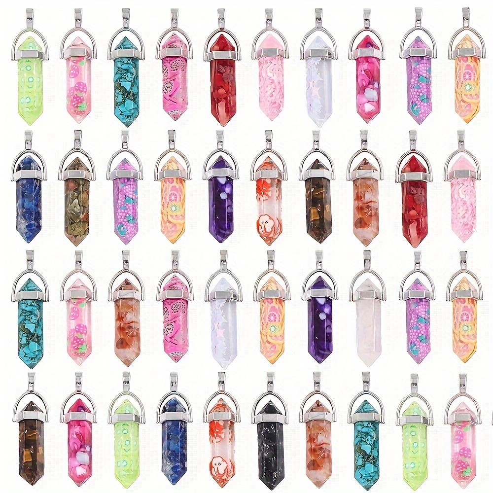 

50-pack Hexagonal Pointed Pendant Charms, Synthetic Crystal, Fashionable Gemstone For Diy Necklace Bracelet Jewelry Making, Ideal For Mardi Gras, Easter, 's Day Gifts